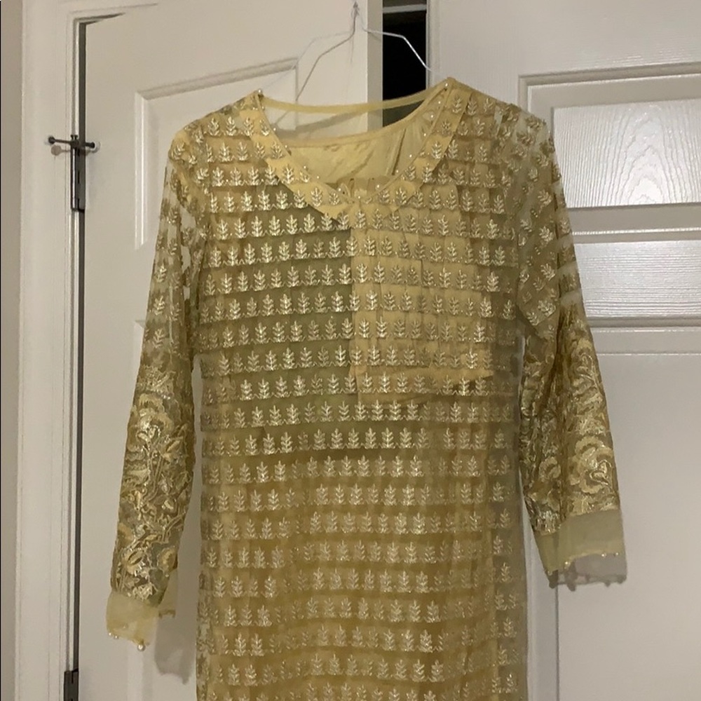 Full golden Pakistani suit